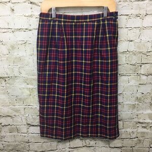 Vintage Pendleton Red Blue Plaid Pencil Skirt